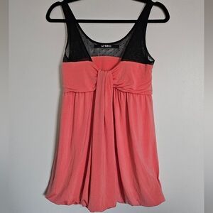 Lipservice Agejo Gyaru Coral Bubble Hem Draped Babydoll Top Sparkly Black Mesh